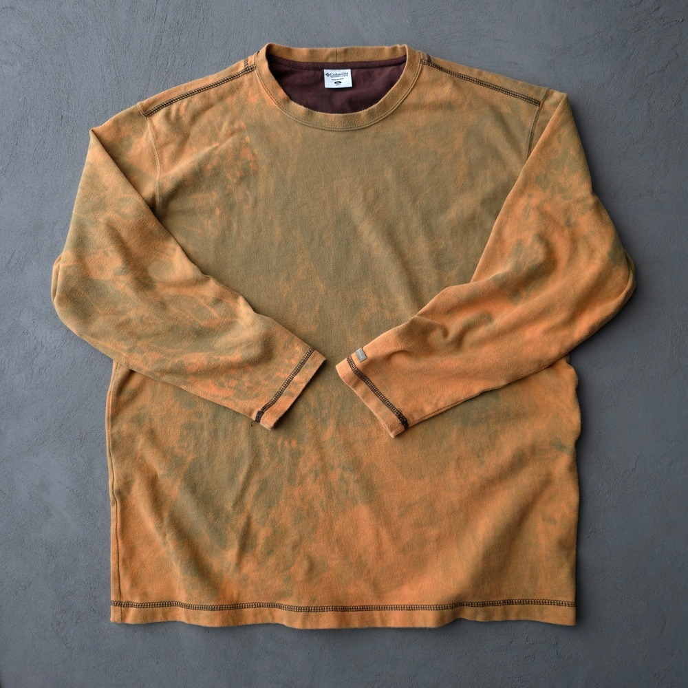 Vintage 2000s Columbia Orange T-shirt XL Long Sleeve Acid Wash Gorpcore